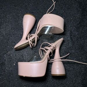 EGO - Nude Chunky Platform Heels